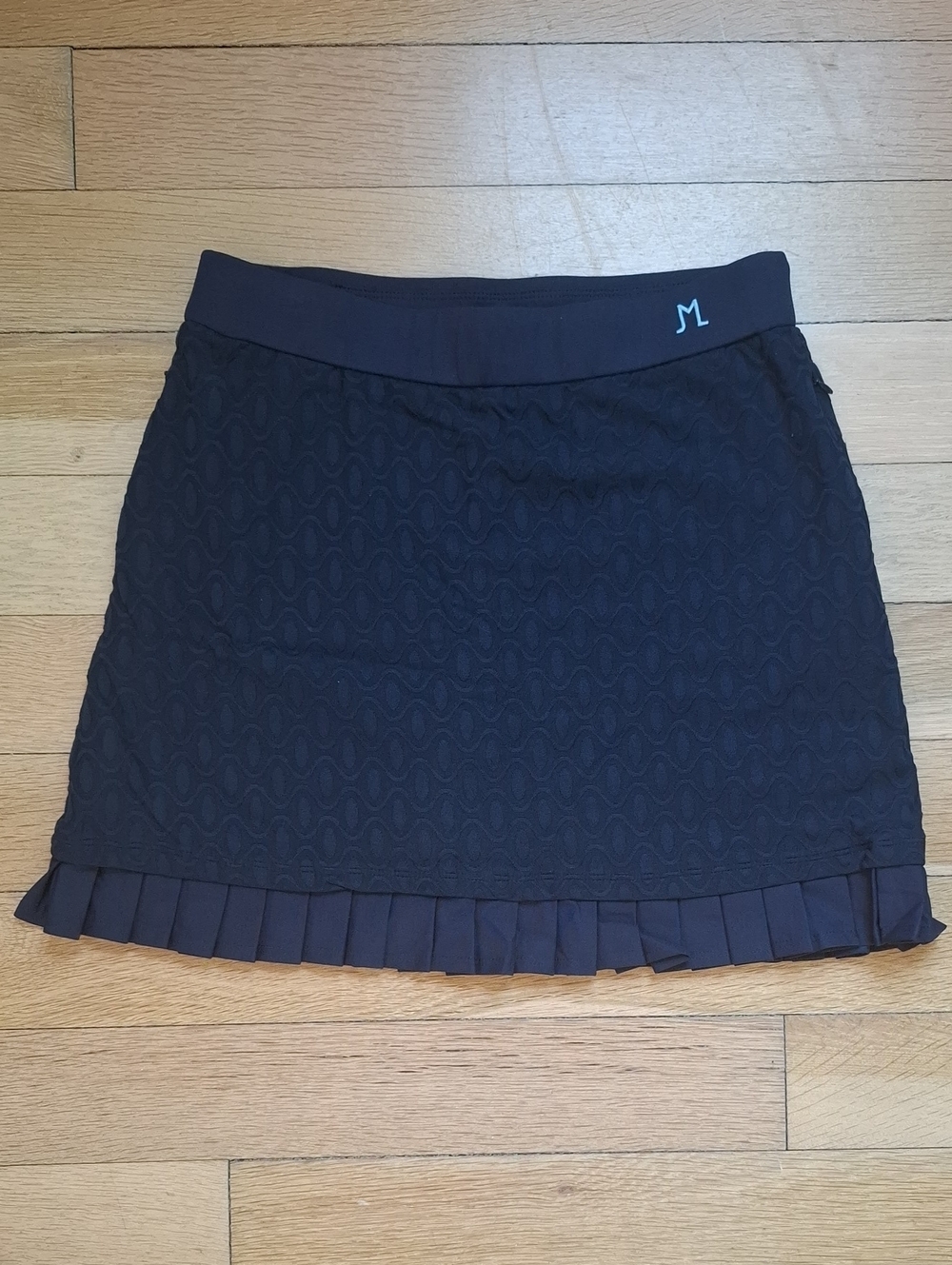 J. McLaughlin Navy Textured Pleated-Hem Mini Skort